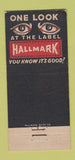 Matchbook Cover - Hallmark Men's Shirts Clothes WEAR 30 Stick