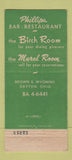 Matchbook Cover - Phillips Bar Restaurant Dayton OH 30 Strike