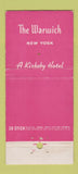 Matchbook Cover - The Warwick Hotel New York City WEAR 30 Stick