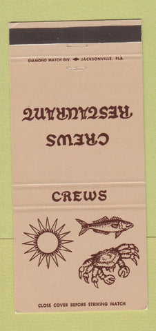 Matchbook Cover - Crews Restaurant Brunswick Folkston Jekyll Island GA 30 Strike