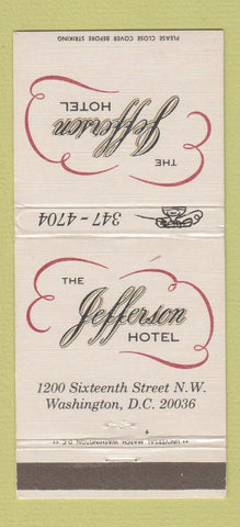 Matchbook Cover - Jefferson Hotel Washington DC WEAR 30 Strike