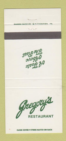 Matchbook Cover - Gregory's Restaurant Kirwan Heights PA 30 Strike