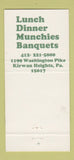Matchbook Cover - Gregory's Restaurant Kirwan Heights PA 30 Strike