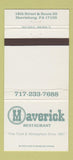 Matchbook Cover - Maverick Restaurant Harrisburg PA 30 Strike