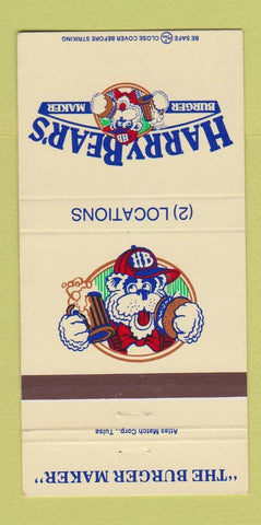 Matchbook Cover - Harry Bear's Burgers Oklahoma City OK 30 Strike