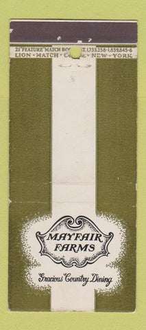 Matchbook Cover - Mayfair Farms West Orange NJ 21 Strike Feature