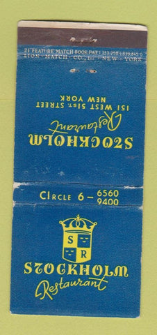 Matchbook Cover - Stockholm Restaurant New York City WORN 21 Strike Feature
