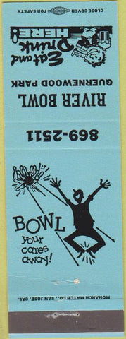 Matchbook Cover - River Bowling Guernewood Park CA blue