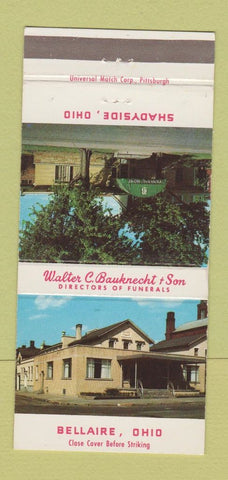Matchbook Cover - Walter Bauknect Funeral Home Shadyside OH Bellaire 30 Strike