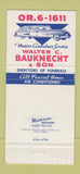 Matchbook Cover - Walter Bauknect Funeral Home Shadyside OH Bellaire 30 Strike