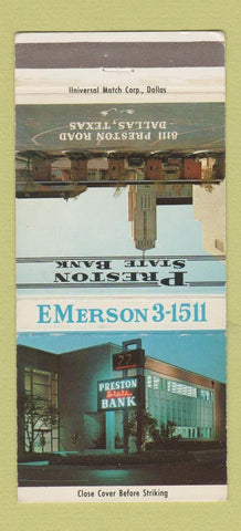 Matchbook Cover - Preston State Bank Dallas TX 30 Strike