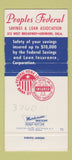 Matchbook Cover - Peoples Federal Savings and Loan Ardmore OK 30 Strike
