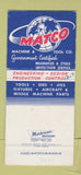 Matchbook Cover - Matco Machine Tool St Louis MO 30 Strike