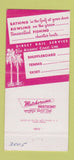 Matchbook Cover - Beach Club Hotel Naples FL 30 Strike