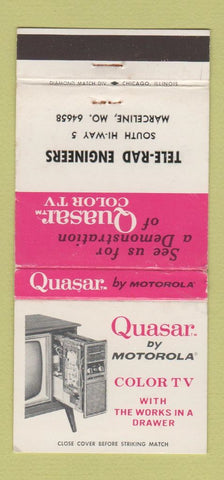 Matchbook Cover - Quasar Color RV Tele Rad Marceline MO WEAR 30 Strike