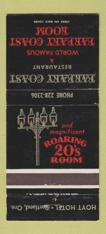 Matchbook Cover - Barbary Coast Restaurant Hoyt Hotel Portland OR WEAR 30 Strike