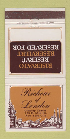 Matchbook Cover - Richoux of London New York City 30 Strike
