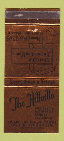 Matchbook Cover - The Hillvilla Restaurant Portland OR WEAR 30 Strike