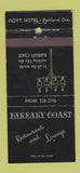Matchbook Cover - Hoyt Hotel Portland OR Barbary Coast 30 Strike