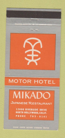 Matchbook Cover - Mikado Motor Hotel Japanese North Hollywood CA 30 Strike