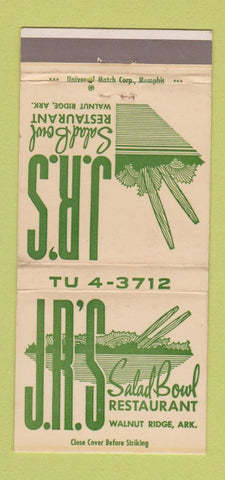 Matchbook Cover - JR's Sald Bowl Walnut Ridge AR 30 Strike
