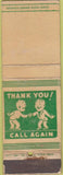 Matchbook Cover - Thank You Call Again King Midas BLANK WORN