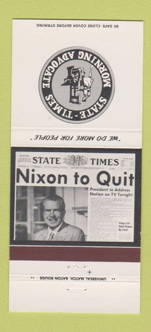 Matchbook Cover State Times Morning Advocate Baton Rouge LA Richard Nixon 30 Str