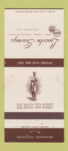 Matchbook Cover - Lincoln Savings and Loan Milwaukee WI WEAR 30 Strike