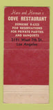 Matchbook Cover - The Cove Los Angeles CA 30 Strike