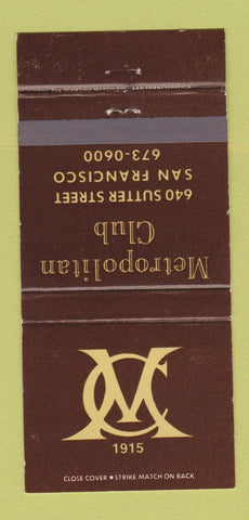 Matchbook Cover - Metropolitan Club San Francisco CA 30 Strike