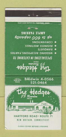 Matchbook Cover - The Hedges Restaurant New Britain CT 30 Strike
