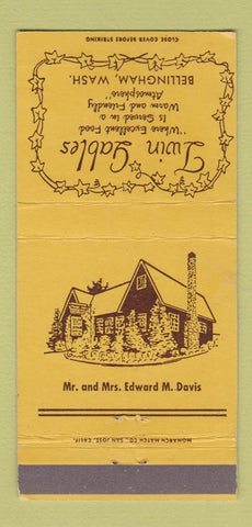 Matchbook Cover - Twin Gables Restaurant Bellingham WA 30 Strike