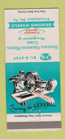 Matchbook Cover - Diamond Brand Grinding Wheels Philadelphia PA 30 Strike