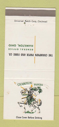 Matchbook Cover - Champion Papers Hamilton OH 30 Strike