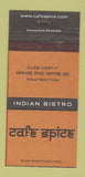 Matchbook Cover - Cafe Spice Indian Bistro Philadelphia PA 30 Strike