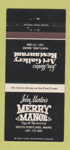Matchbook Cover - John Martin's Merry Manor South Portland ME 30 Strike