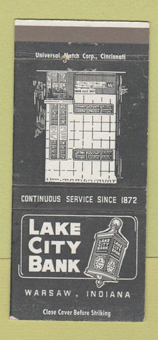 Matchbook Cover - Lake City Bank Warsaw IN WEAR 30 Strike