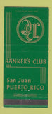 Matchbook Cover - Banker's Club San Juan Puerto Rico 30 Strike