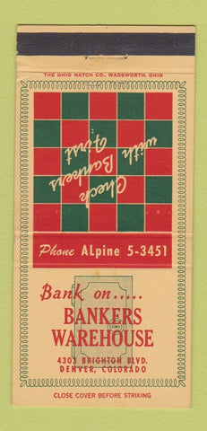 Matchbook Cover - Bankers Warehouse Denver Colorado 30 Strike