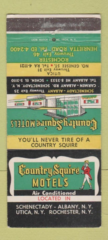 Matchbook Cover Country Squire Motels Albany Schenectady Utica NY WEAR 30 Strike