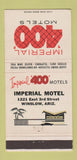 Matchbook Cover - Imperial 400 Motels Winslow AZ 30 Strike