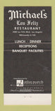 Matchbook Cover - Michael's Los Feliz Restaurant Los Angeles CA 30 Strike