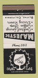 Matchbook Cover - Majestic Cafe Blythe CA WEAR 30 Strike