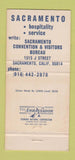 Matchbook Cover - Sacramento CA Convention Commerce Tourism 30 Strike