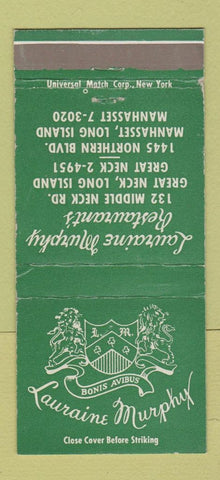 Matchbook Cover - Lauraine Murphy Manhasset LI NY restaurant WEAR 30 Strike
