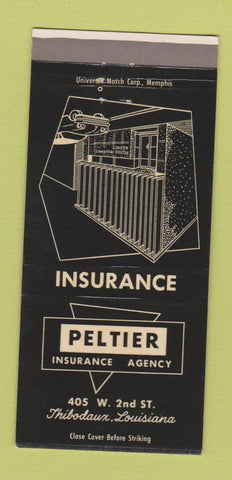 Matchbook Cover - Peltier Insurance Thibodaux LA 30 Strike