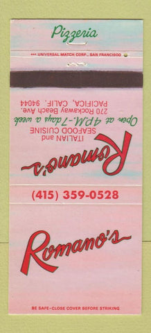 Matchbook Cover - Romano's Pizza Italian Restaurant Pacifica CA 30 Strike