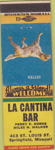 Matchbook Cover - La Cantina Bar Springfield MO girlie b ack