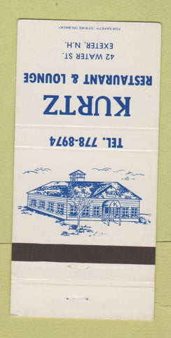 Matchbook Cover - Kurtz Restaurant Lounge Exeter NH 30 Strike