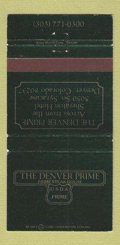 Matchbook Cover - The Denver Prime Steak House Colorado 30 Strike